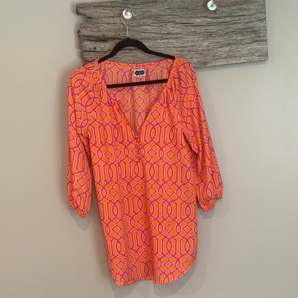 Mud Pie Orange and Pink Patterned Tunic - Picture 1 of 5